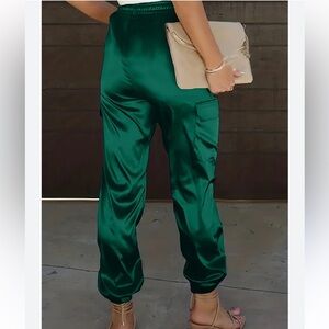 NWT Harmony & Havoc Green Satin Jogger Pants